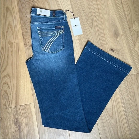 7 For All Mankind Dojo Original Trouser NWT Size 28 7FAMK Silver Stitching - Picture 9 of 11